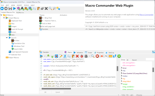 Macro Commander Web Plugin for Chrome  from Chrome web store to be run with OffiDocs Chromium online