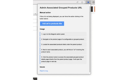 Magento 2 Admin Associated Grouped Products URL  from Chrome web store to be run with OffiDocs Chromium online