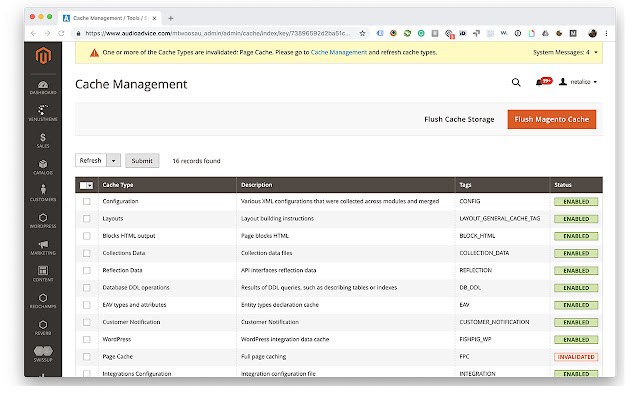 Magento Cache Flush  from Chrome web store to be run with OffiDocs Chromium online