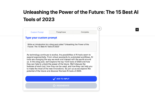 Magic Inputs: Generate AI Content on Webpages  from Chrome web store to be run with OffiDocs Chromium online
