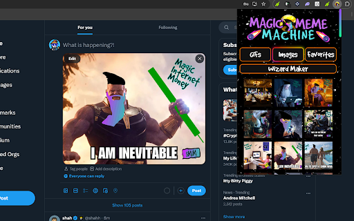 Magic Meme Machine  from Chrome web store to be run with OffiDocs Chromium online