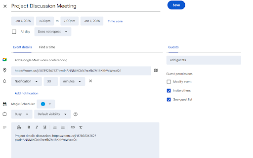 Magic Scheduler  from Chrome web store to be run with OffiDocs Chromium online