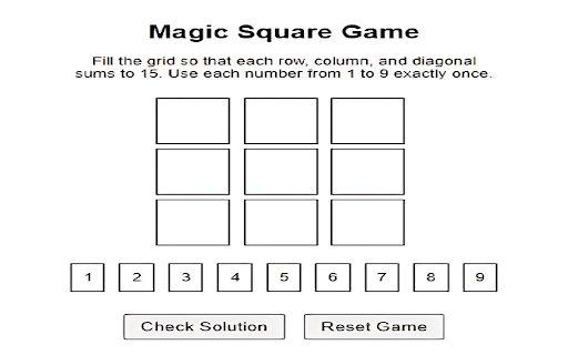 Magic Square Puzzle  from Chrome web store to be run with OffiDocs Chromium online