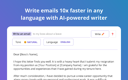 MagicWriter Your AI Email Writer Assistant  from Chrome web store to be run with OffiDocs Chromium online
