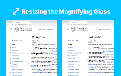 Magnifying Glass  Screenshot  from Chrome web store to be run with OffiDocs Chromium online