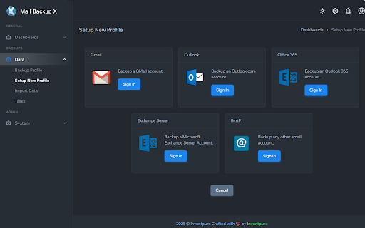 Mail Backup X OAuth Helper  from Chrome web store to be run with OffiDocs Chromium online