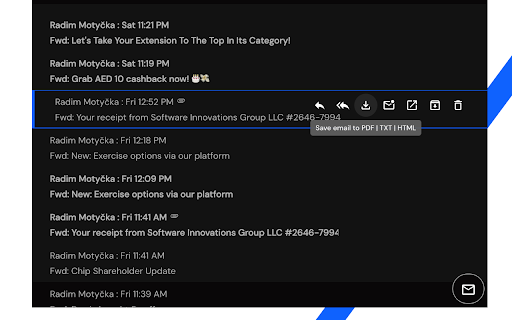 Mail Checker for Outlook™ | Save email to PDF, TXT or HTML  from Chrome web store to be run with OffiDocs Chromium online