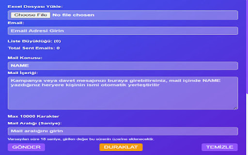 MAIL EXPRESS –Bulk Email Sender / Toplu Mail Gönderici  from Chrome web store to be run with OffiDocs Chromium online