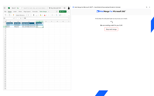 MailMerge for Office™ | Easily send personalized emails in Outlook  OWA  from Chrome web store to be run with OffiDocs Chromium online