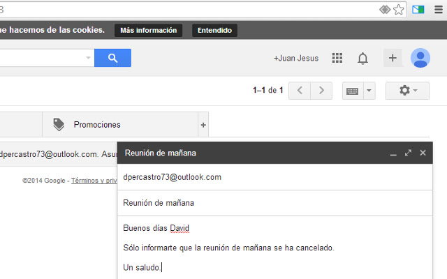 MailRecibido  from Chrome web store to be run with OffiDocs Chromium online