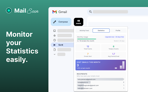 Mail Seen Unlimited Email Tracker for Gmail  from Chrome web store to be run with OffiDocs Chromium online