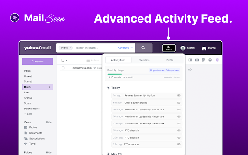 Mail Seen Unlimited Email Tracker for Yahoo  from Chrome web store to be run with OffiDocs Chromium online