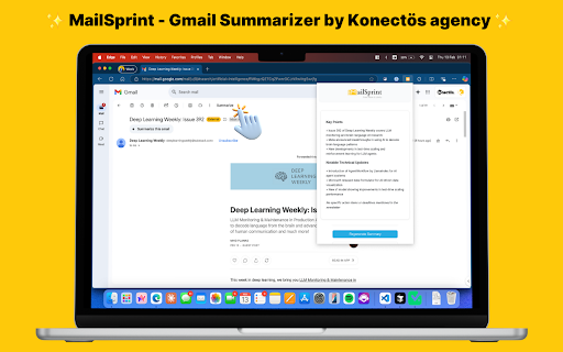 MailSprint Gmail Summarizer by Konectös agency  from Chrome web store to be run with OffiDocs Chromium online