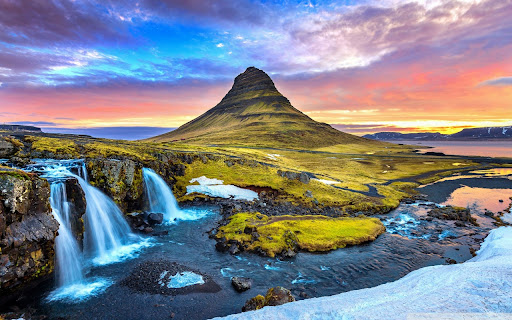 Majestic Snowy Mountain and Waterfall  from Chrome web store to be run with OffiDocs Chromium online