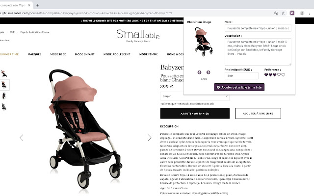 Ma Jolie Liste : Ajoutez des articles  from Chrome web store to be run with OffiDocs Chromium online
