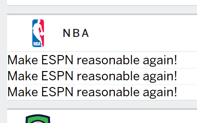 Make ESPN Reasonable Again  from Chrome web store to be run with OffiDocs Chromium online