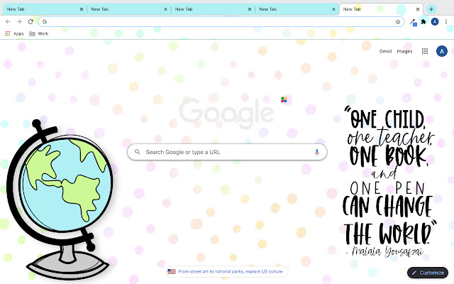 Malala Yousafzai Quote  from Chrome web store to be run with OffiDocs Chromium online