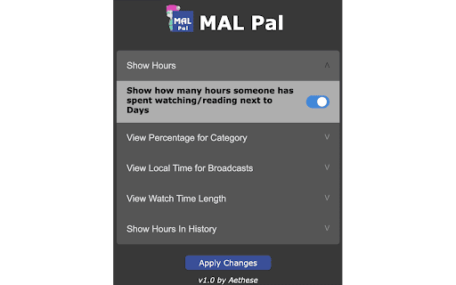MAL Pal  from Chrome web store to be run with OffiDocs Chromium online