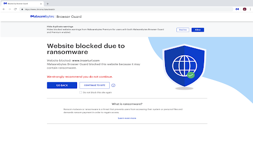Malwarebytes Browser Guard Beta  from Chrome web store to be run with OffiDocs Chromium online