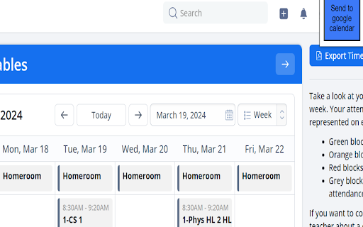 Managebac Timetable to Google Calendar  from Chrome web store to be run with OffiDocs Chromium online
