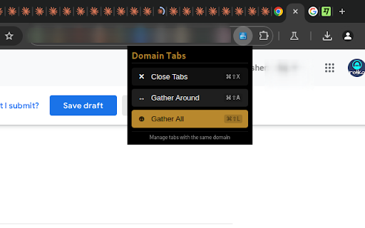 Manage Tabs by Domain (MV3)  from Chrome web store to be run with OffiDocs Chromium online