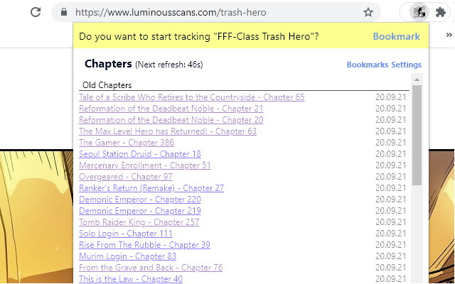 Manga Scout  from Chrome web store to be run with OffiDocs Chromium online