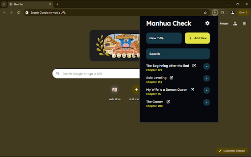 Manhua Tracker  from Chrome web store to be run with OffiDocs Chromium online
