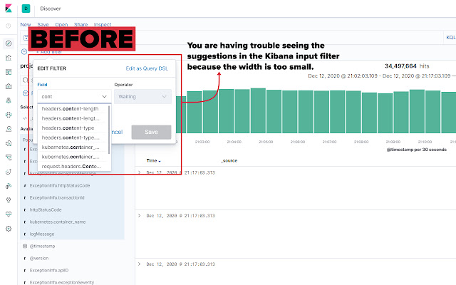 Manipulate Kibana Web HTML Element  from Chrome web store to be run with OffiDocs Chromium online