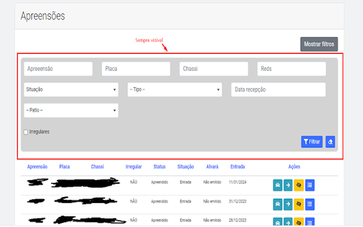 Mantém Filtro Visível  from Chrome web store to be run with OffiDocs Chromium online