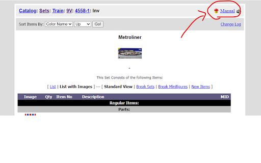 Manuals for BrickLink  from Chrome web store to be run with OffiDocs Chromium online