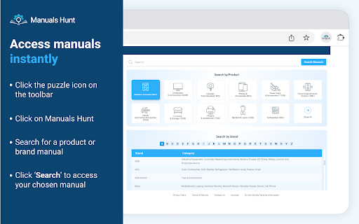 Manuals Hunt  from Chrome web store to be run with OffiDocs Chromium online
