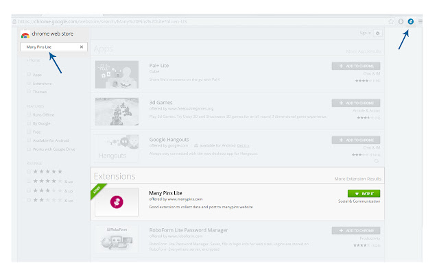 Many Pins Lite  from Chrome web store to be run with OffiDocs Chromium online