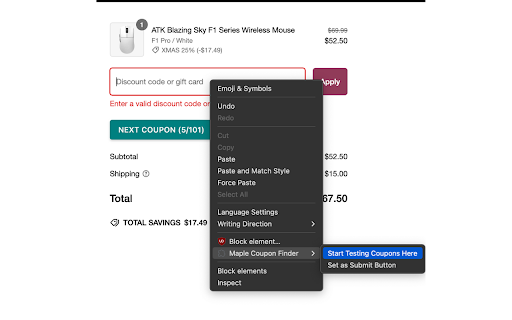 Maple Coupon Finder  from Chrome web store to be run with OffiDocs Chromium online