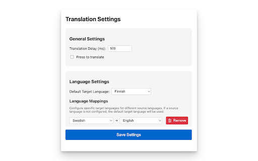 Mapped Hover Translate  from Chrome web store to be run with OffiDocs Chromium online