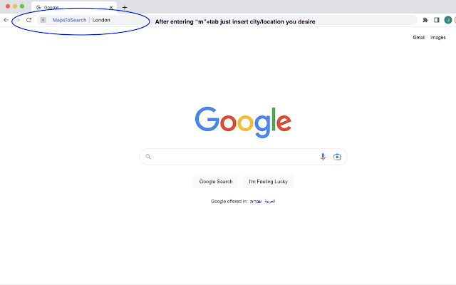 MapsToSearch  from Chrome web store to be run with OffiDocs Chromium online