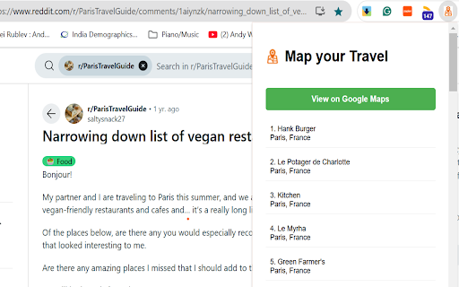 Map Your Travel  from Chrome web store to be run with OffiDocs Chromium online