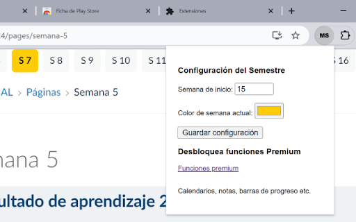 Marcador de Semanas  from Chrome web store to be run with OffiDocs Chromium online