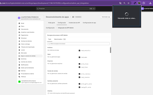 Marcar todas as permissões  from Chrome web store to be run with OffiDocs Chromium online