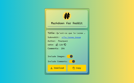 Markdown for Reddit  from Chrome web store to be run with OffiDocs Chromium online