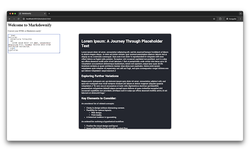 Markdownify  from Chrome web store to be run with OffiDocs Chromium online