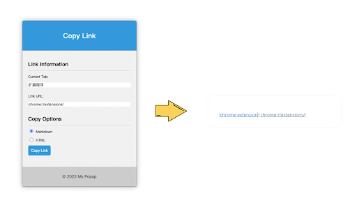Markdown Link Copier  from Chrome web store to be run with OffiDocs Chromium online