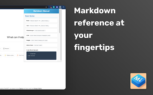 Markdown Manual  from Chrome web store to be run with OffiDocs Chromium online