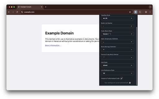 Markie Copy as Markdown  from Chrome web store to be run with OffiDocs Chromium online