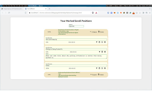 Mark Scroll Positions  from Chrome web store to be run with OffiDocs Chromium online