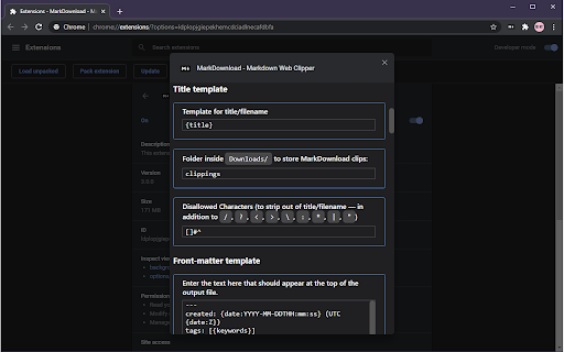 MarkSnip Markdown Web Clipper  from Chrome web store to be run with OffiDocs Chromium online