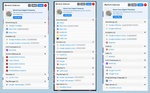 Martech Detector  from Chrome web store to be run with OffiDocs Chromium online