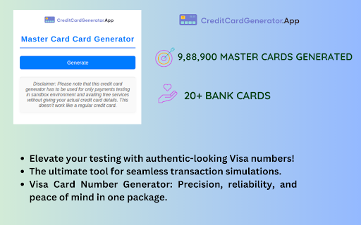 Master Card Number Generator  from Chrome web store to be run with OffiDocs Chromium online