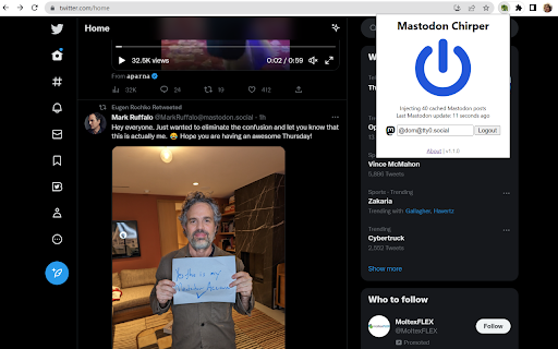 Mastodon Chirper  from Chrome web store to be run with OffiDocs Chromium online