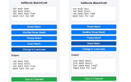 MatchCraft Keyword Match Type Tool  from Chrome web store to be run with OffiDocs Chromium online