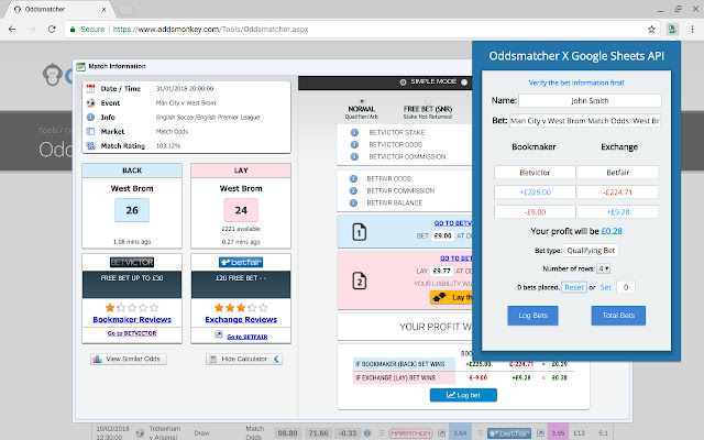 Matched Betting Logger uit de Chrome-webwinkel voor gebruik met OffiDocs Chromium online